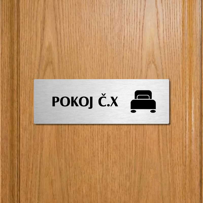 Pokoj č., 240x79mm, zlatá popiska s dvojtým rámečkem